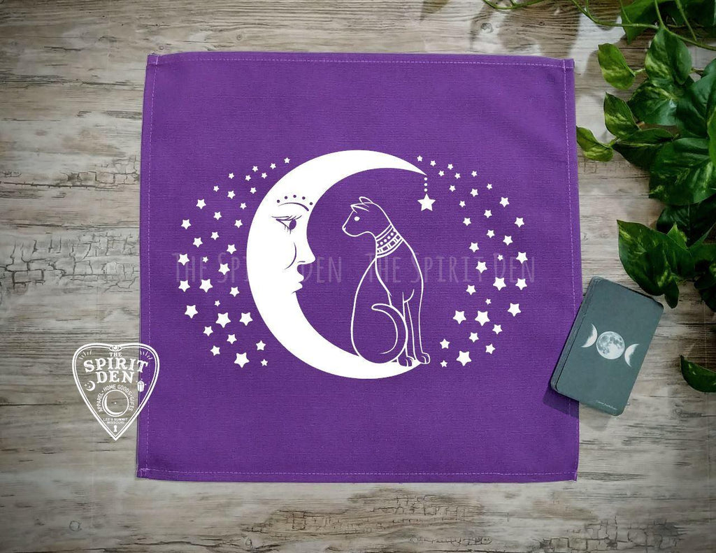 Cat and the Moon Purple Altar Tarot Cloth - The Spirit Den