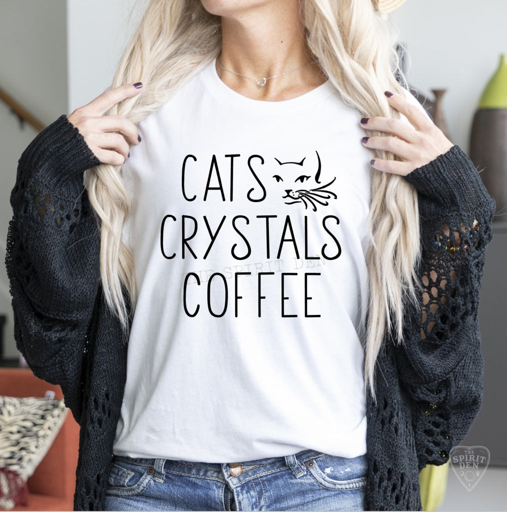 Cats Crystals Coffee White Unisex T-shirt