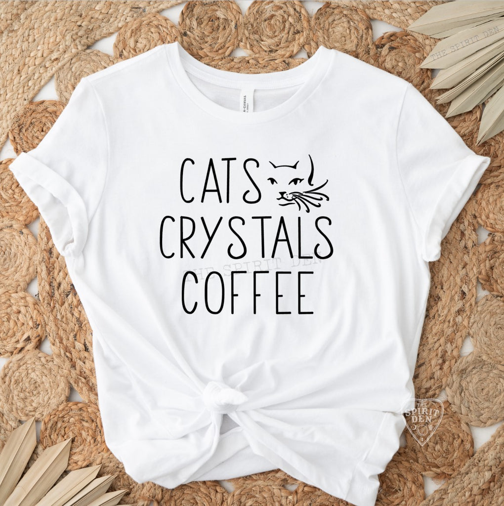 Cats Crystals Coffee White Unisex T-shirt
