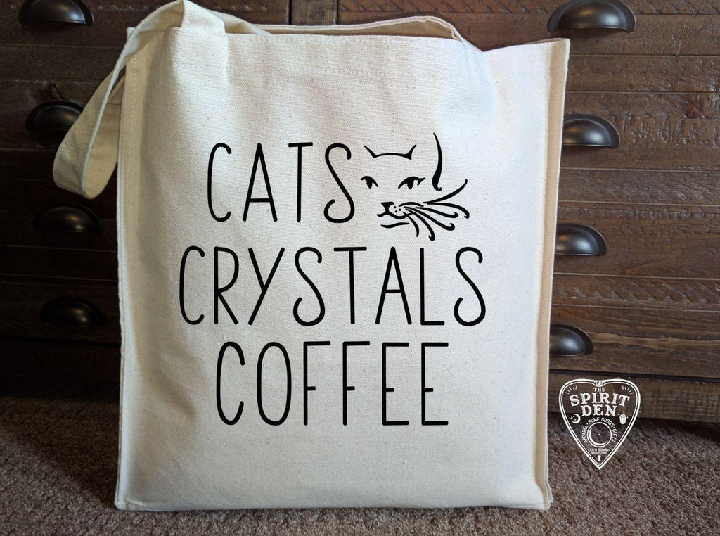 Cats Crystals Coffee Cotton Canvas Market Bag - The Spirit Den