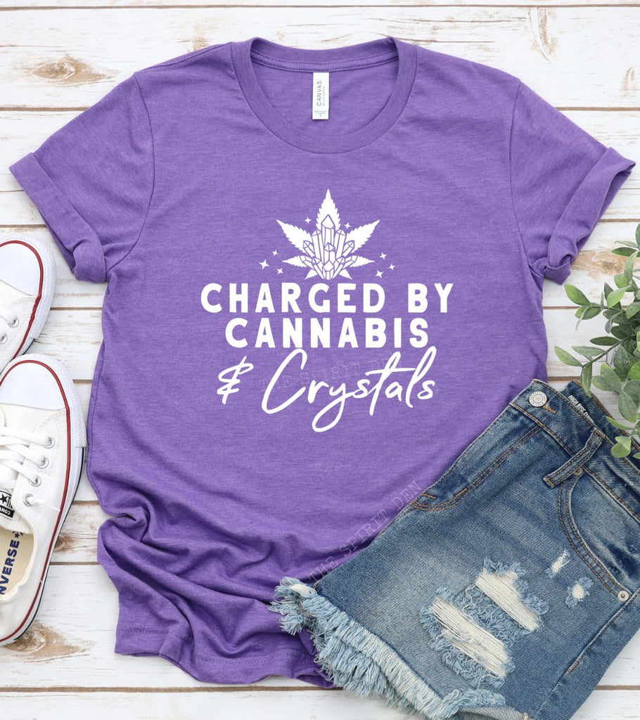 Charged By Cannabis & Crystals Purple Unisex T-shirt