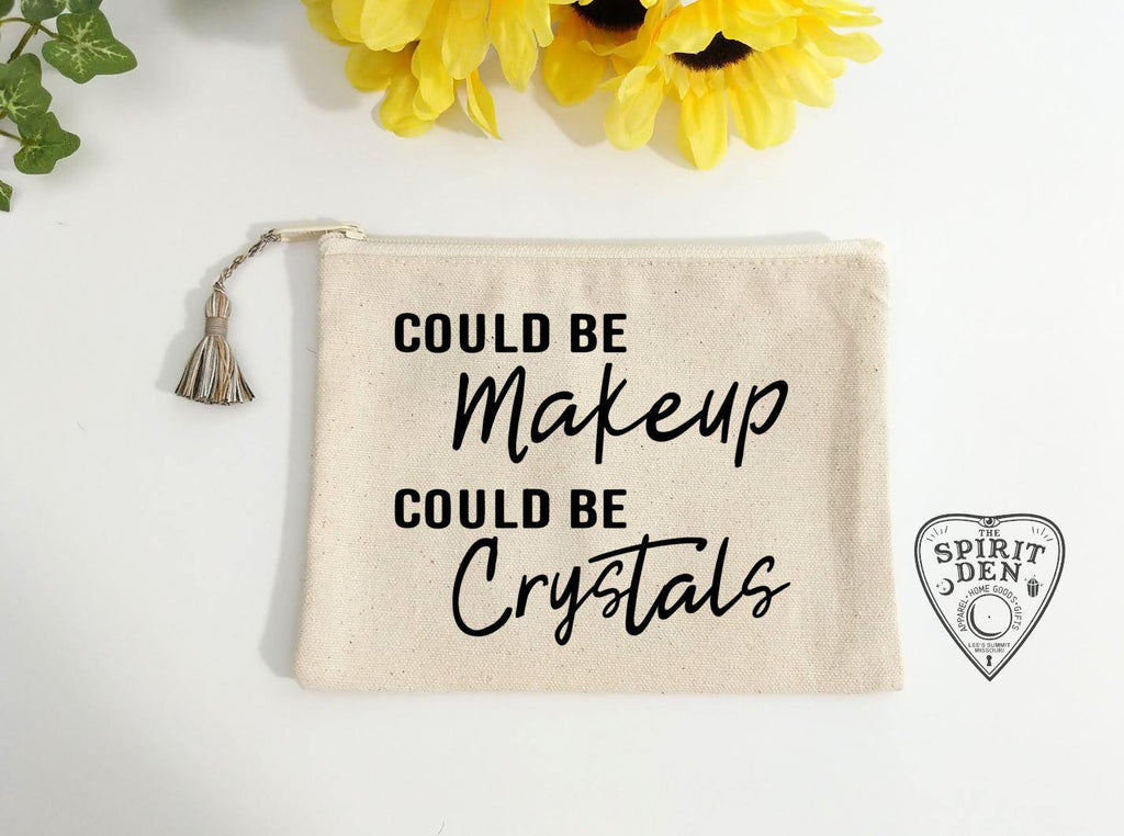 Could Be Makeup Could Be Crystals Natural Zipper Bag - The Spirit Den