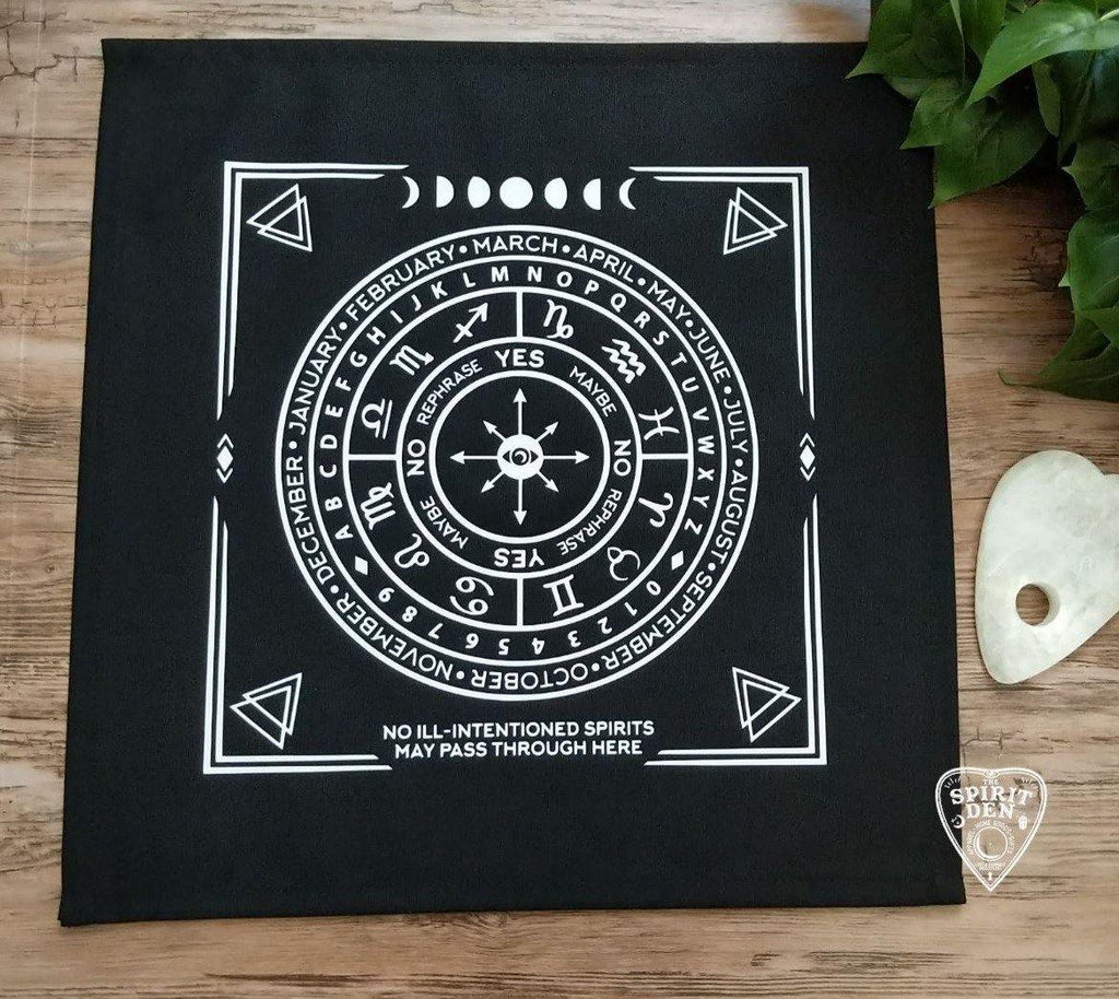 Pendulum | Divination Map | Black Cloth (White Design) - The Spirit Den