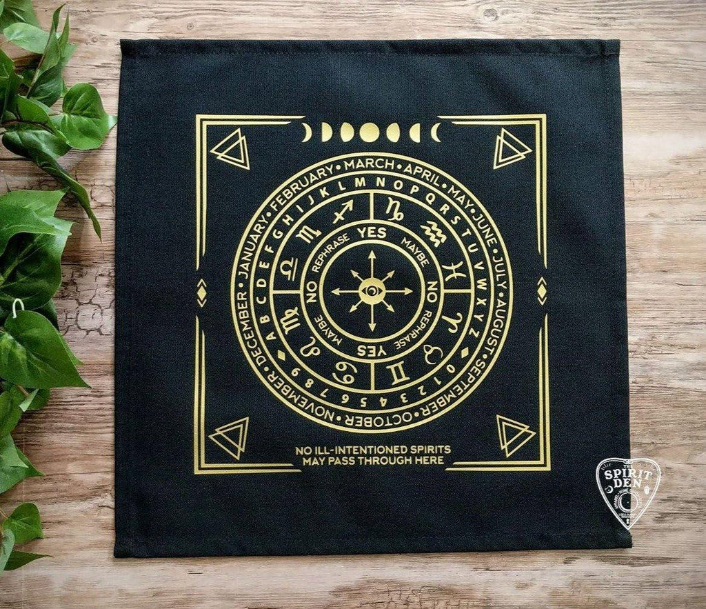 Pendulum | Divination Map | Black Cloth (Gold Design) - The Spirit Den