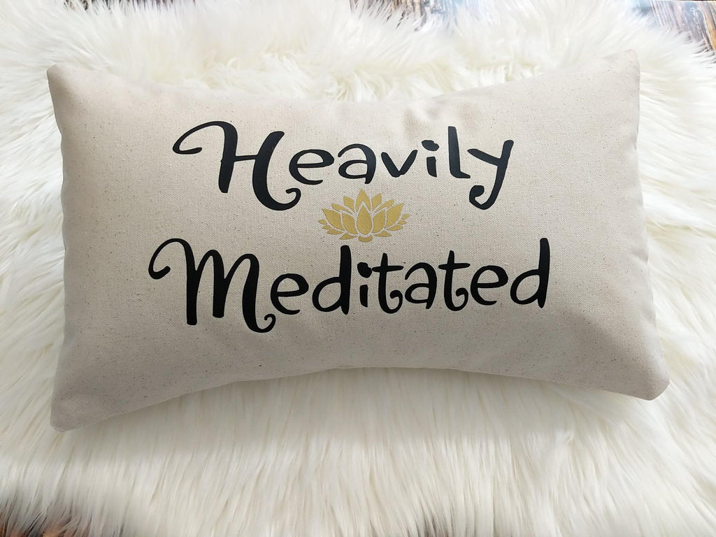 Heavily Meditated Cotton Canvas Lumbar Pillow - The Spirit Den