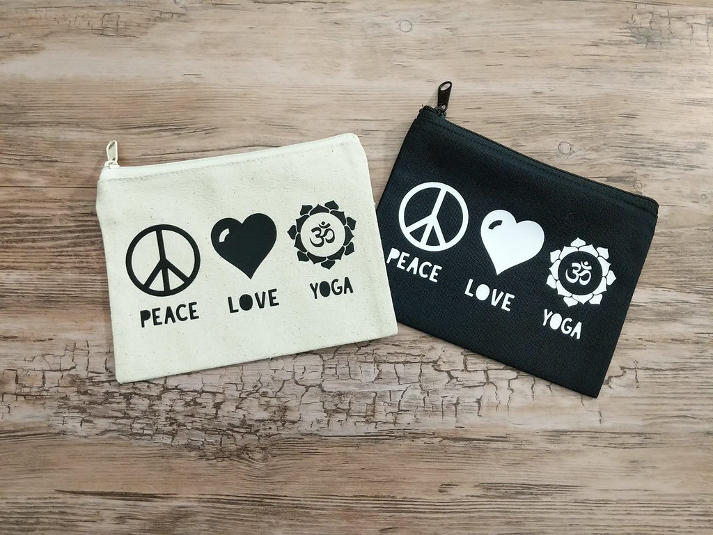 Peace Love Yoga Canvas Zipper Bag - The Spirit Den