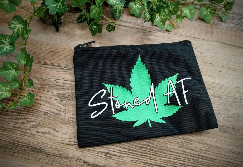 Stoned AF Pot Leaf Black Zipper Bag - The Spirit Den