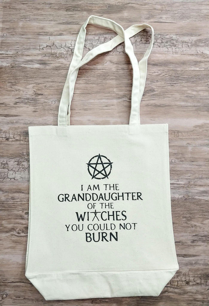 I Am The Granddaughter of the Witches You Could Not Burn Canvas Market Tote Bag - The Spirit Den