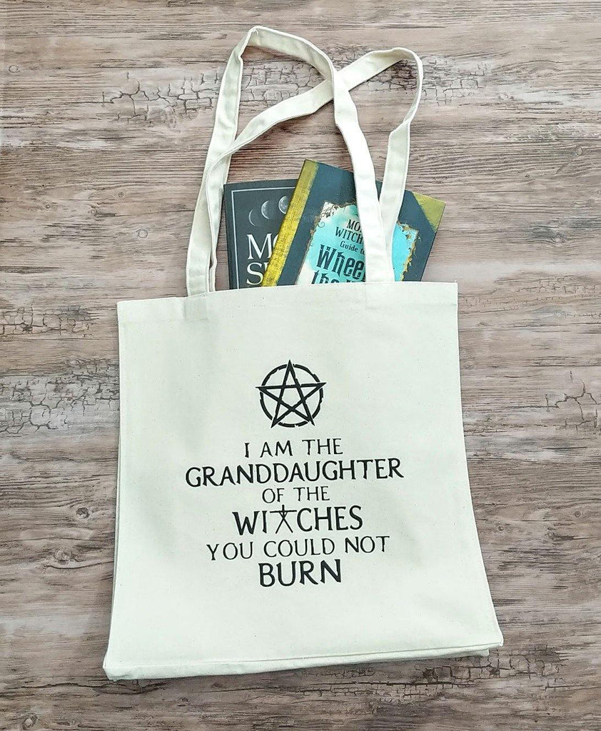 I Am The Granddaughter of the Witches You Could Not Burn Canvas Market Tote Bag - The Spirit Den