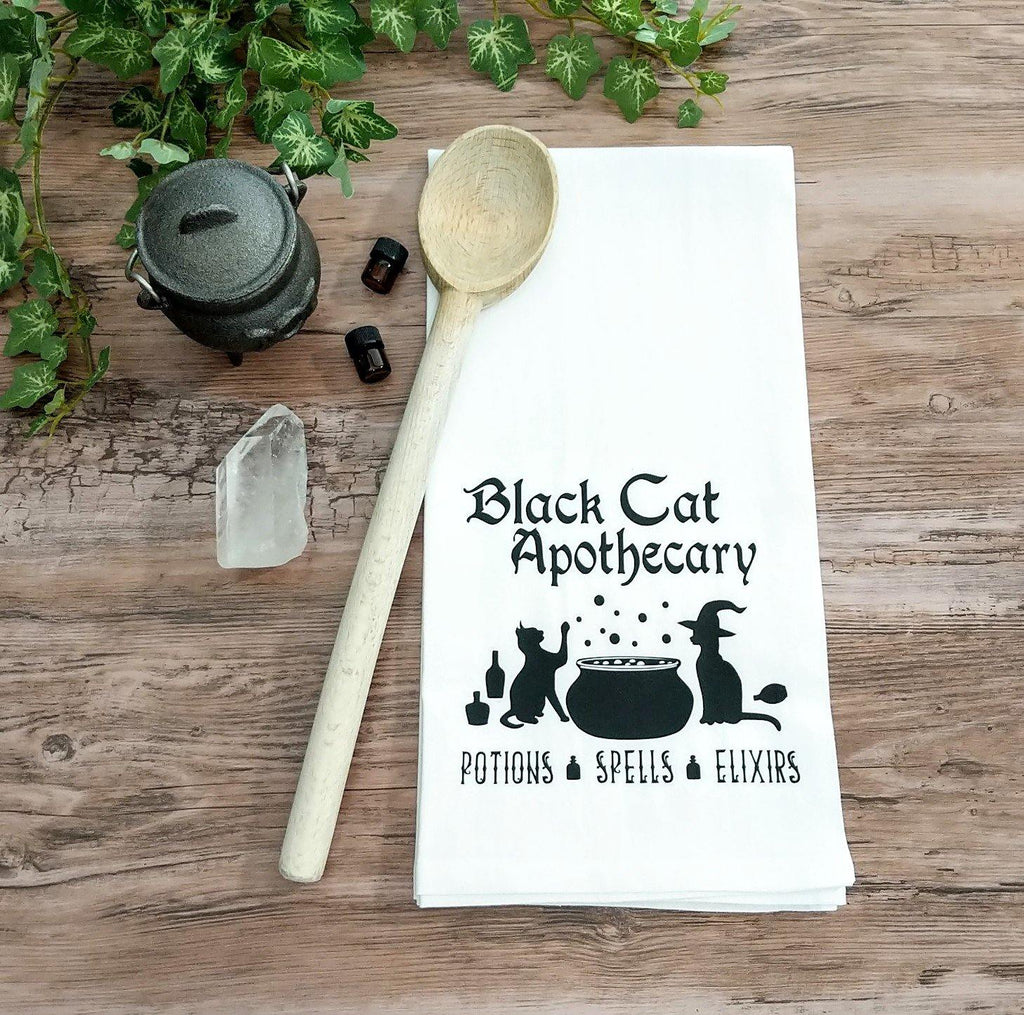 Black Cat Apothecary Flour Sack Towel - The Spirit Den