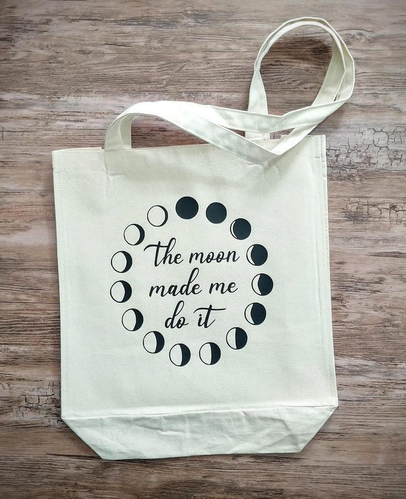 The Moon Made Me Do It Moon Phases Canvas Market Tote Bag - The Spirit Den