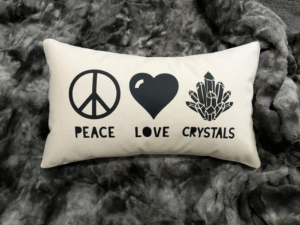 Peace Love Crystals Lumbar Pillow - The Spirit Den