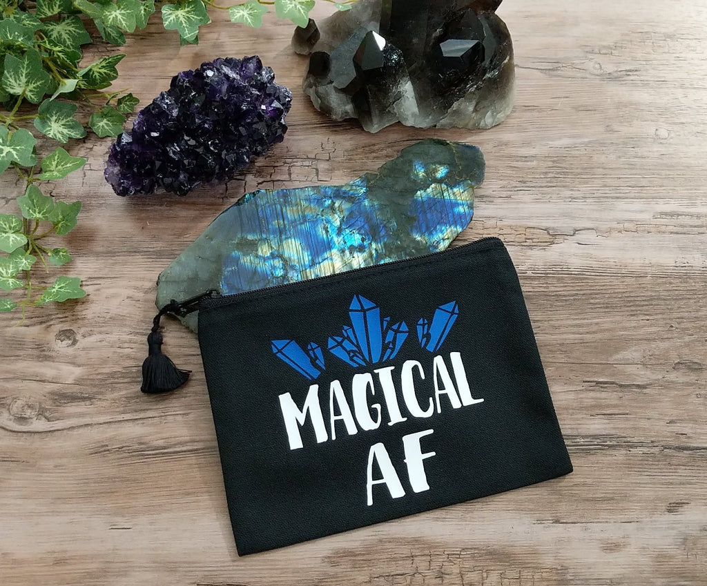 Magical AF Black Canvas Zipper Bag
