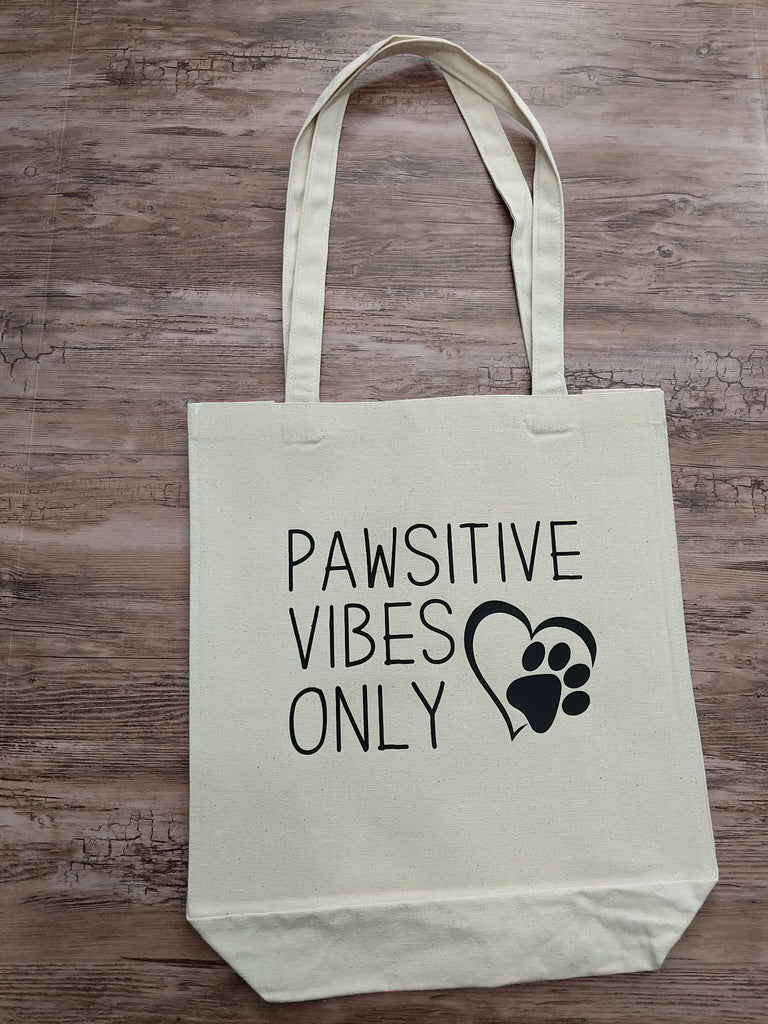 Pawsitive Vibes Only Cotton Canvas Market Bag - The Spirit Den