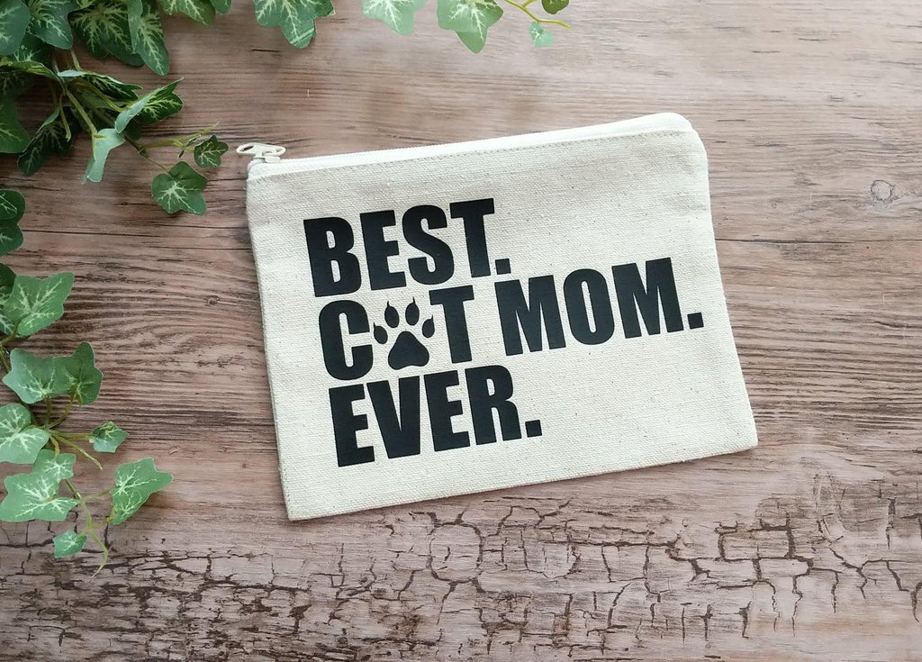 Best Cat Mom Ever Canvas Zipper Bag - The Spirit Den