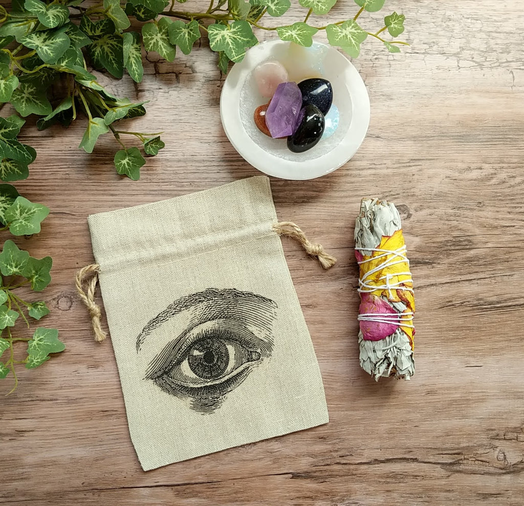 Eye of Truth Design Tarot Drawstring Cotton Linen Bag