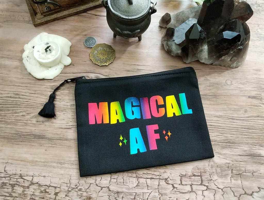 Rainbow Magical AF Black Zipper Bag - The Spirit Den