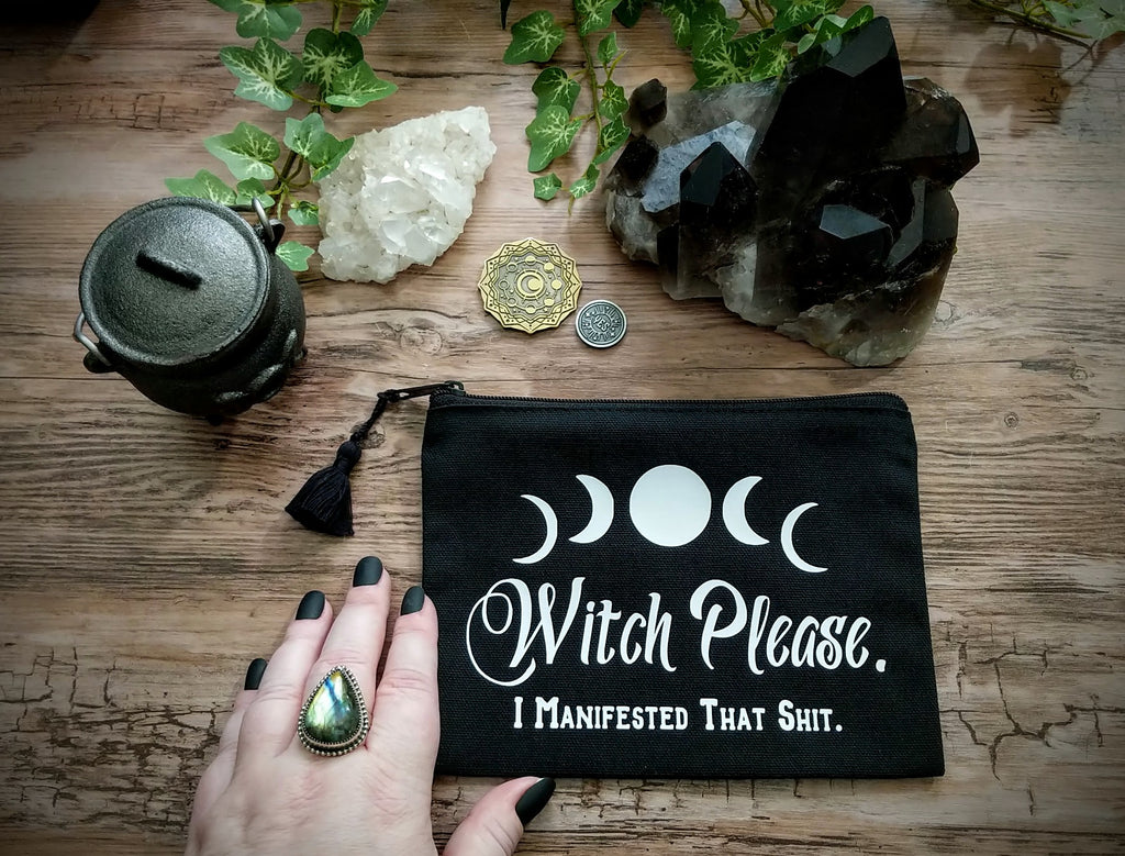 Witch Please I Manifested that Black Canvas Zipper Bag