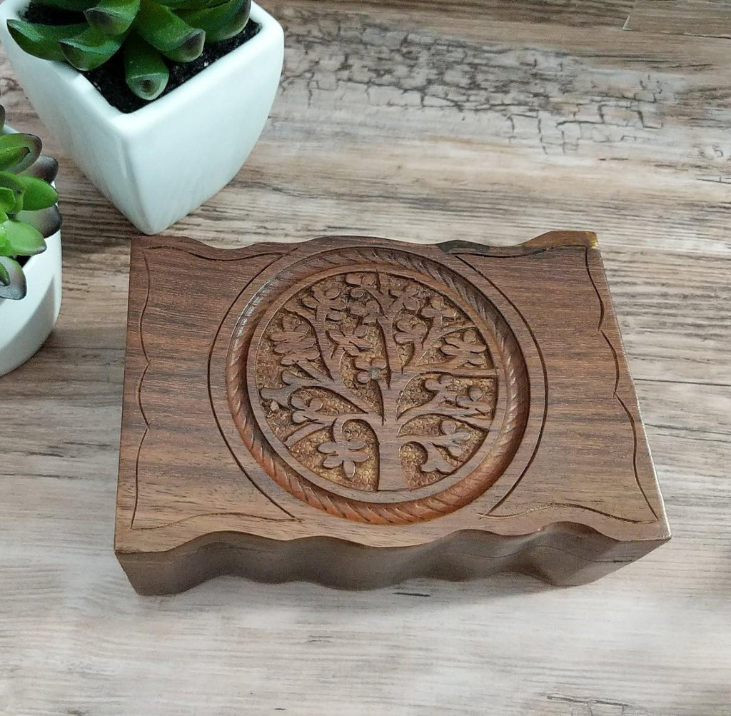 Yin Yang Hand Carved Wooden Box - The Spirit Den