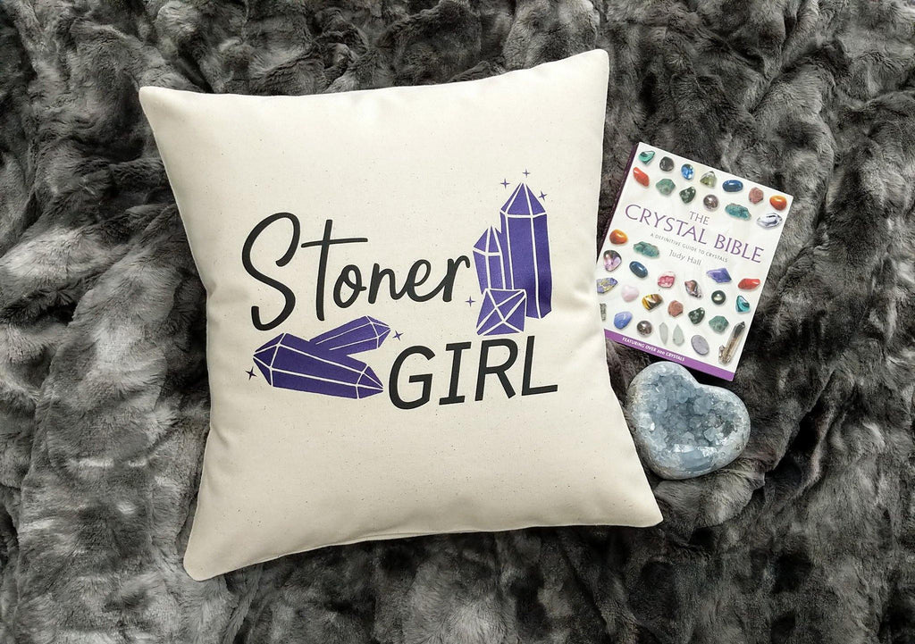 Stoner Girl Crystals Cotton Canvas Pillow - The Spirit Den