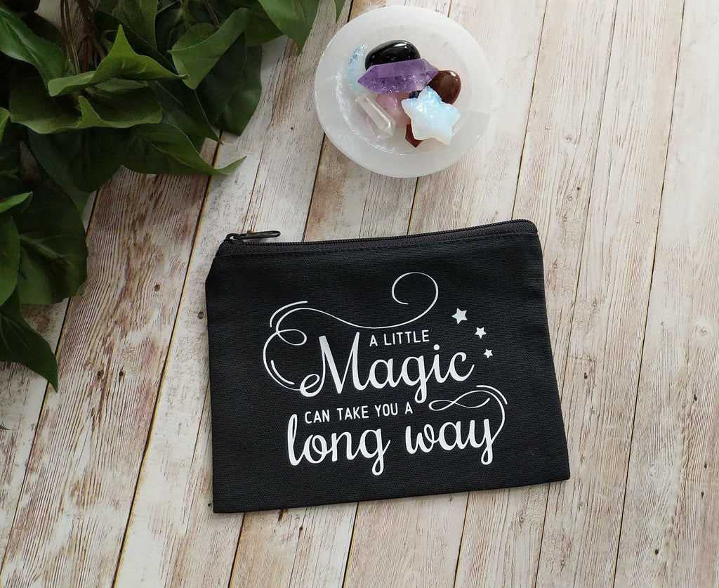 A Little Magic Can Take You A Long Way Black Zipper Bag - The Spirit Den