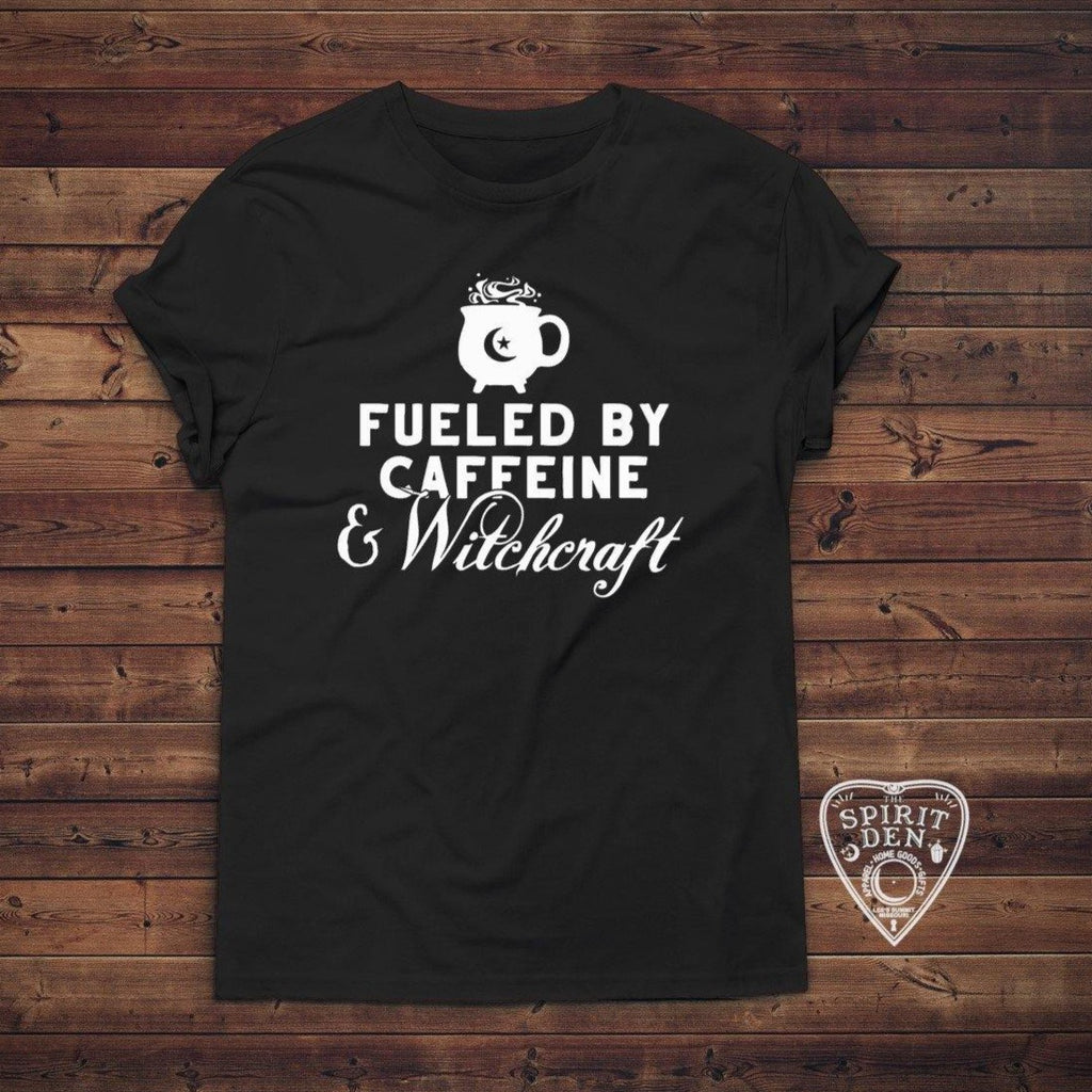 Fueled By Caffeine & Witchcraft T-Shirt Extended Sizes - The Spirit Den