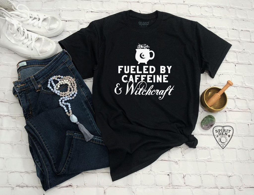 Fueled By Caffeine & Witchcraft T-Shirt Extended Sizes - The Spirit Den