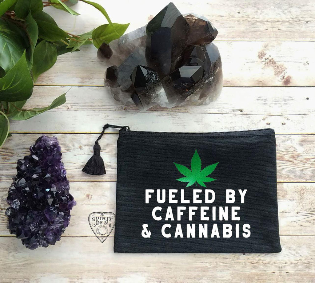 Fueled By Caffeine & Cannabis Black Canvas Zipper Bag - The Spirit Den