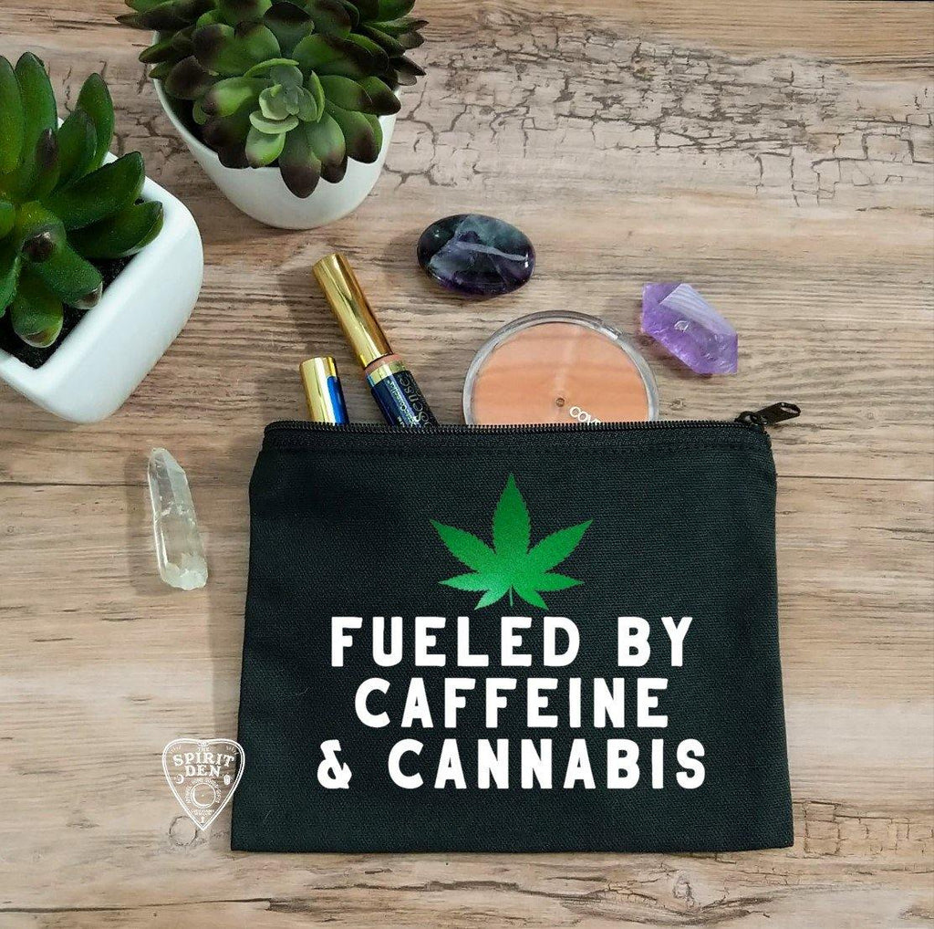 Fueled By Caffeine & Cannabis Black Canvas Zipper Bag - The Spirit Den