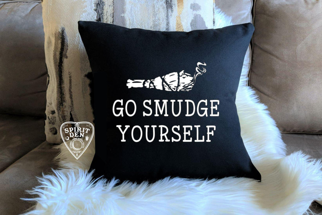 Go Smudge Yourself Sage Bundle Black Pillow - The Spirit Den