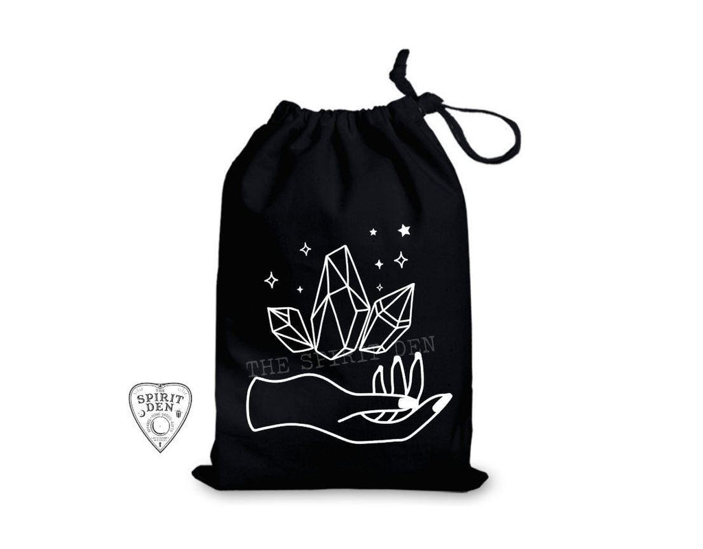 Holding Magic Crystal Black Single Drawstring Bag - The Spirit Den