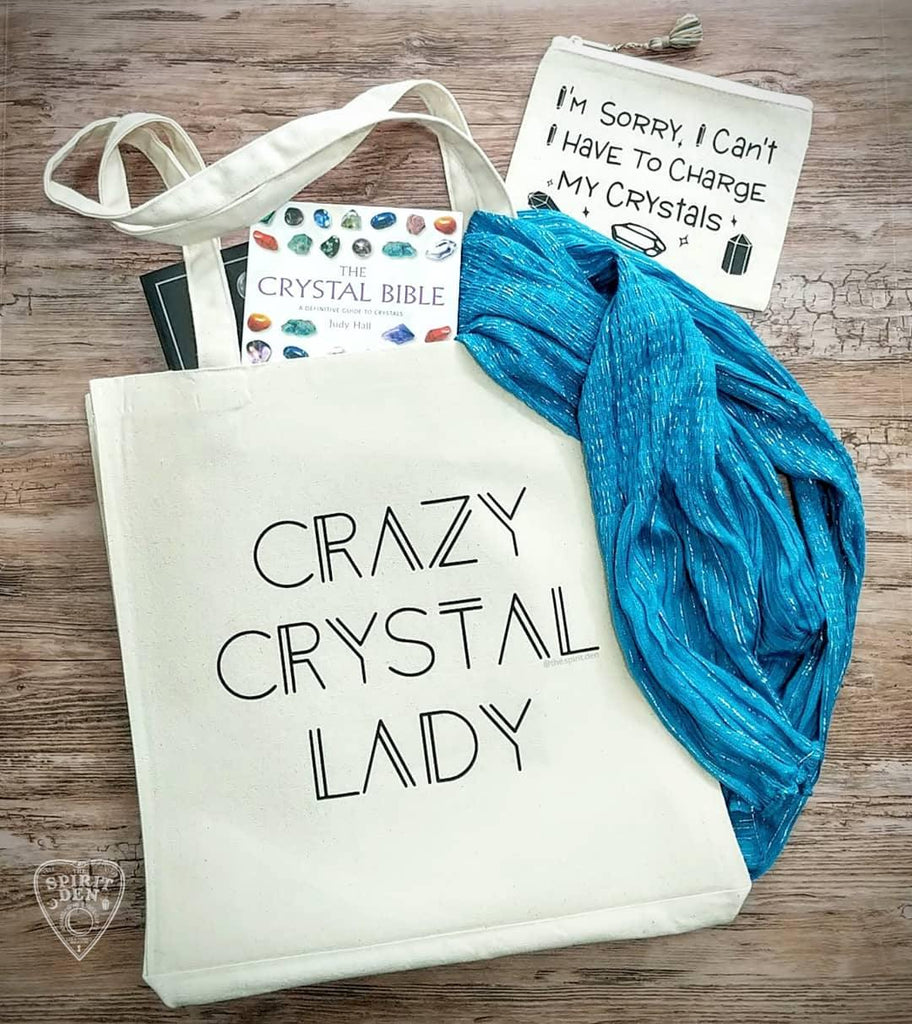 Crazy Crystal Lady Cotton Canvas Market Tote Bag - The Spirit Den