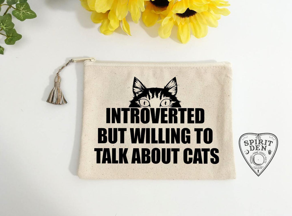 Introverted But Willing To Talk About Cats Canvas Zipper Bag - The Spirit Den