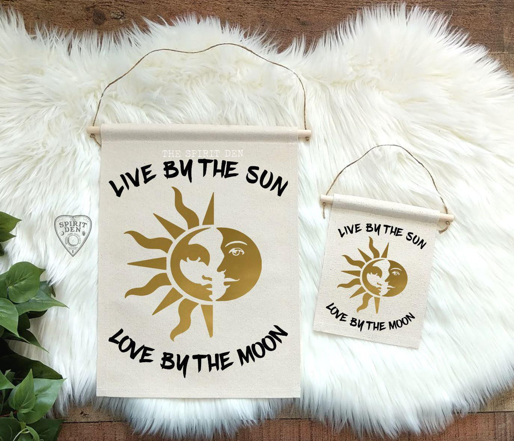 Live by the Sun Love by the Moon Cotton Canvas Wall Banner - The Spirit Den