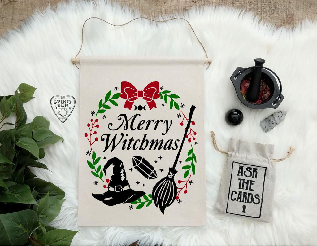 Merry Witchmas Cotton Canvas Wall Hanging - The Spirit Den
