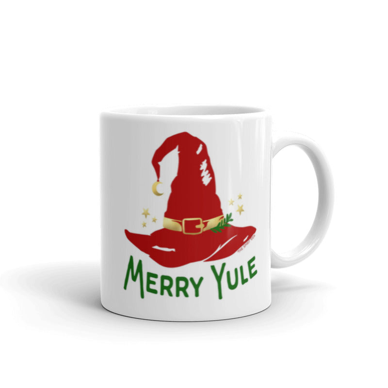 Merry Yule Witch Hat White Mug