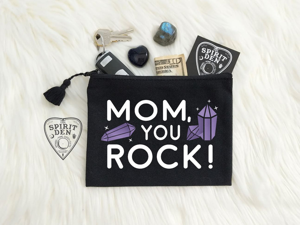 Mom You Rock Black Zipper Bag