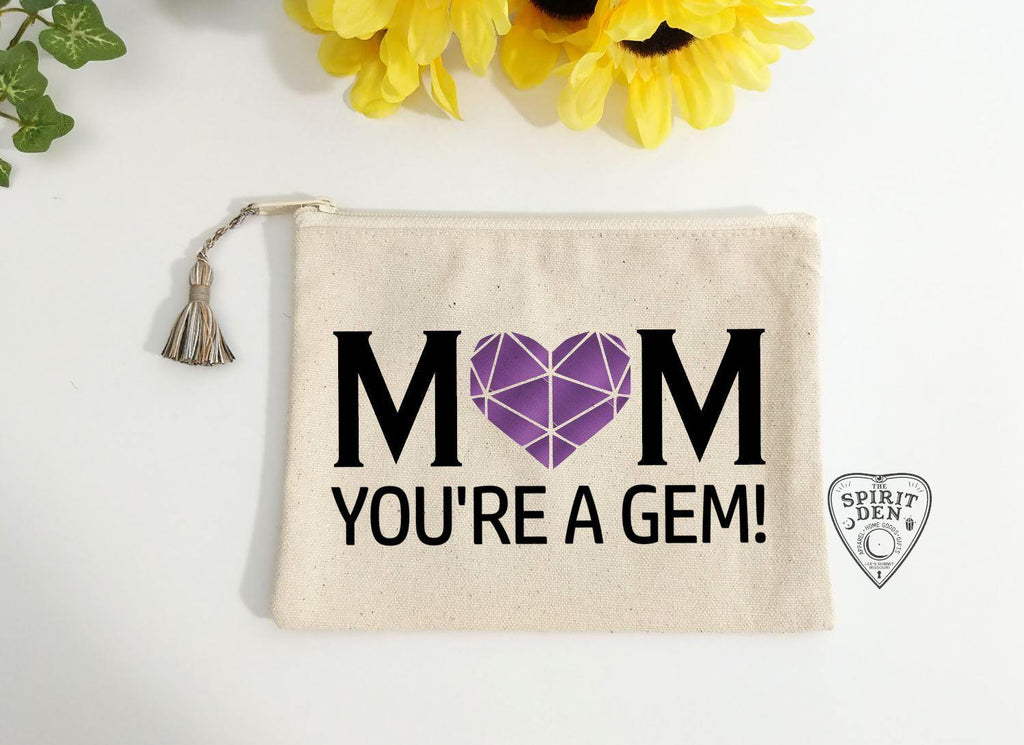 Mom You're A Gem Canvas Zipper Bag - The Spirit Den
