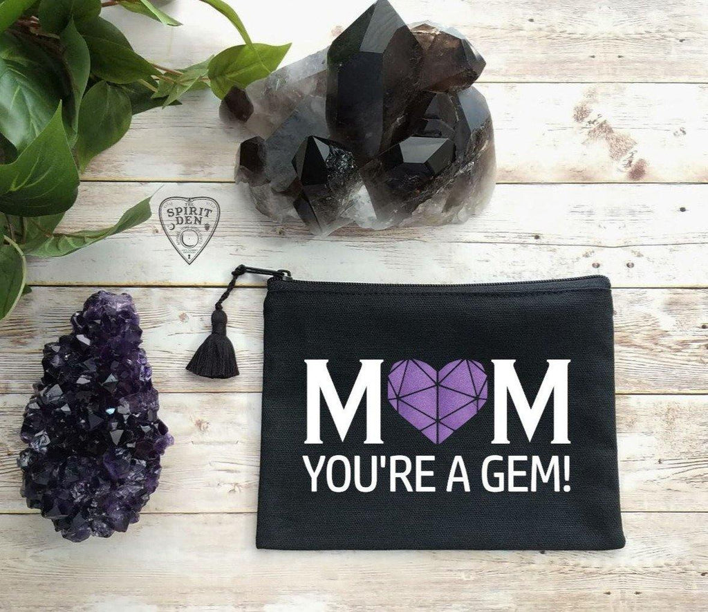 Mom You're A Gem Black Zipper Bag - The Spirit Den