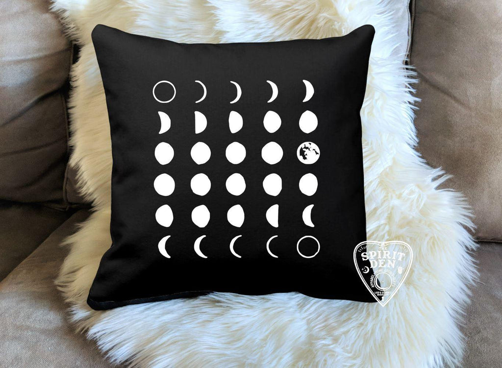Moon Phases Black Pillow - The Spirit Den