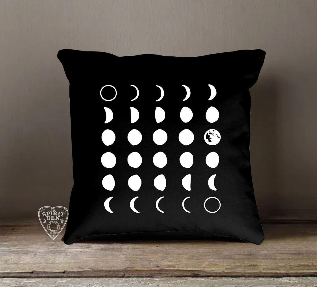 Moon Phases Black Pillow - The Spirit Den