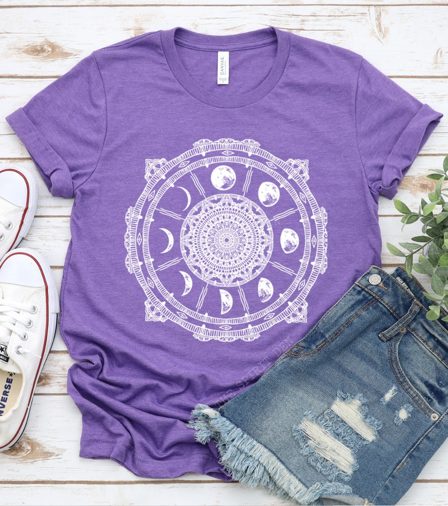 Moon Phases Compass Purple Unisex T-shirt