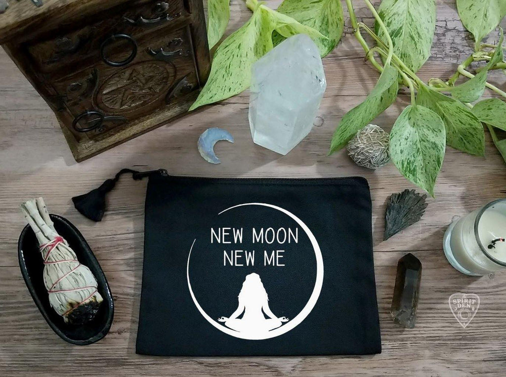 New Moon New Me Goddess Black Canvas Zipper Bag - The Spirit Den