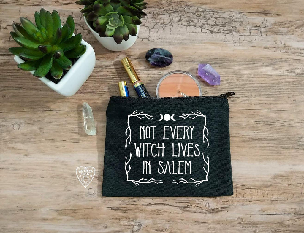 Not Every Witch Lives In Salem Black Canvas Zipper Bag - The Spirit Den