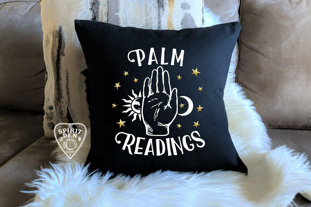 Palm Readings Black Pillow - The Spirit Den