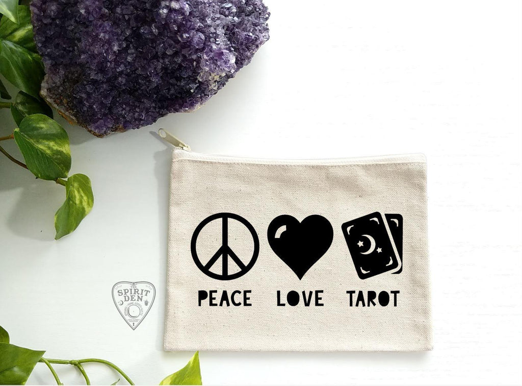 Peace Love Tarot Canvas Zipper Bag - The Spirit Den