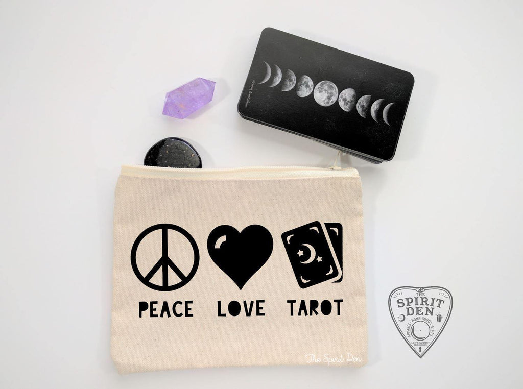 Peace Love Tarot Canvas Zipper Bag - The Spirit Den
