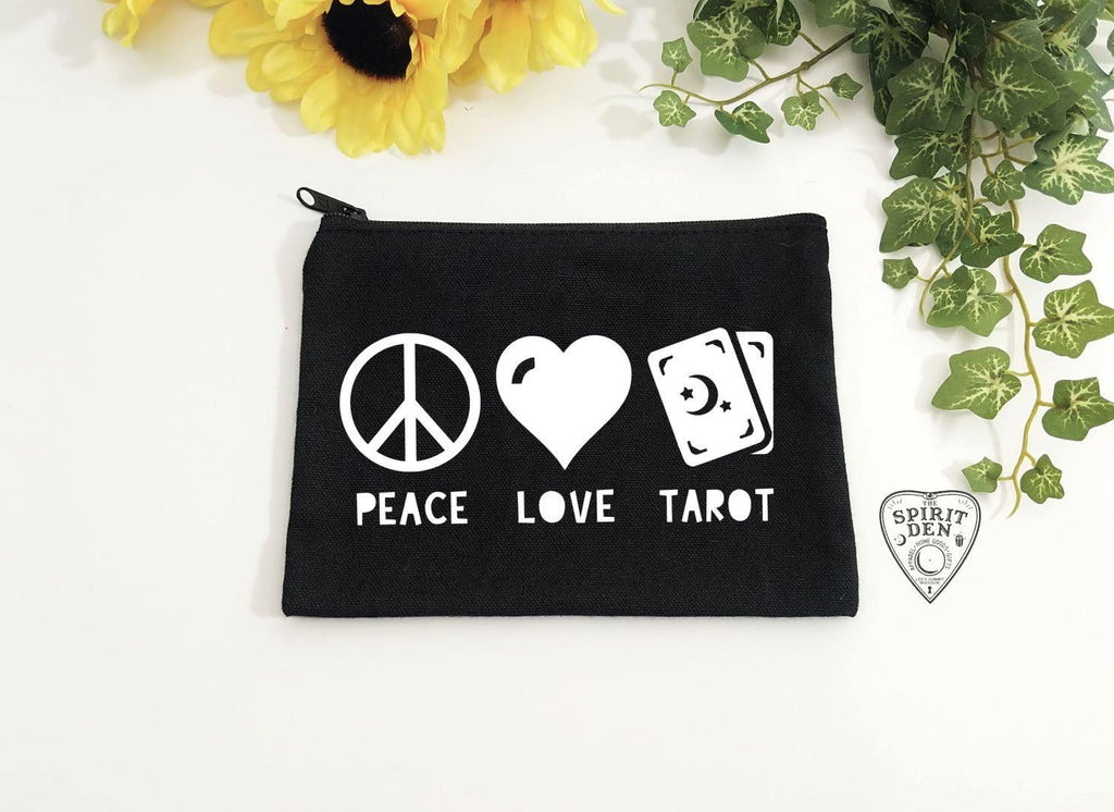 Peace Love Tarot | Tarot Cards Black Zipper Bag - The Spirit Den