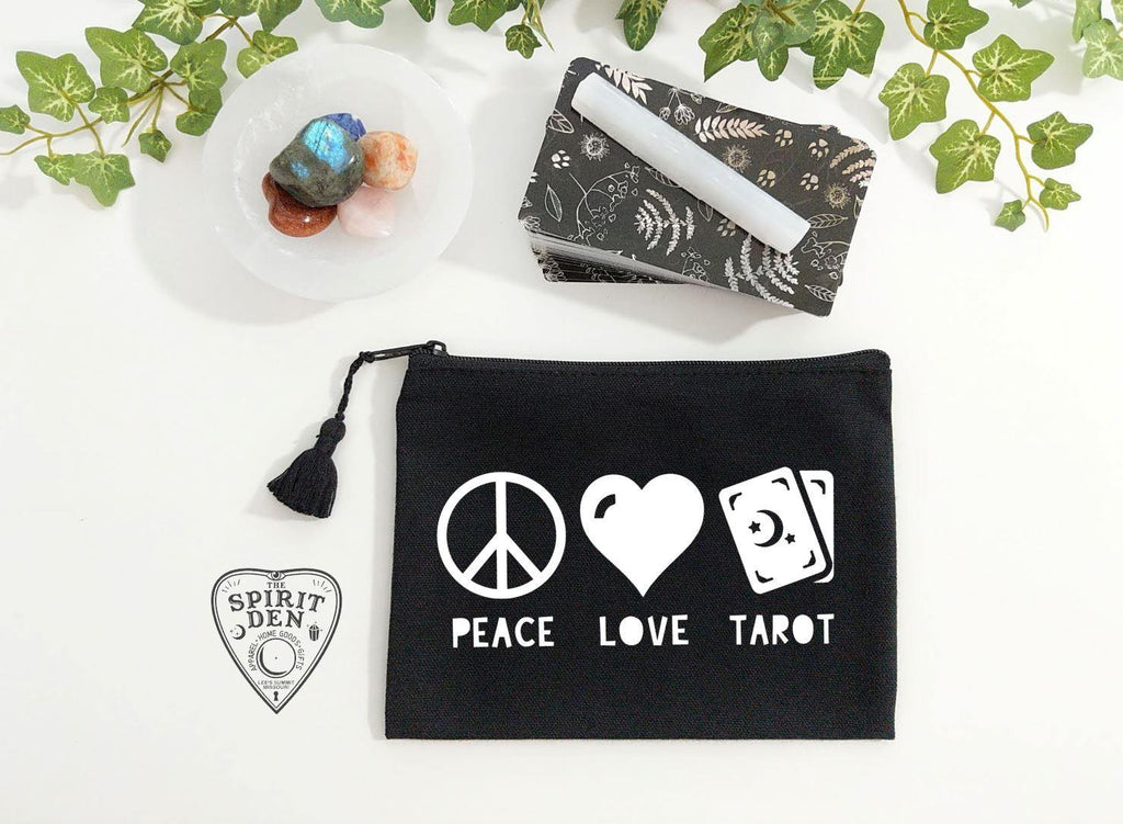 Peace Love Tarot | Tarot Cards Black Zipper Bag - The Spirit Den