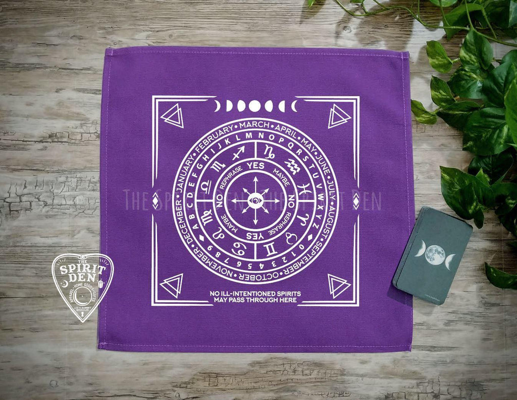Pendulum | Divination Map | Purple Cloth (White Design) - The Spirit Den